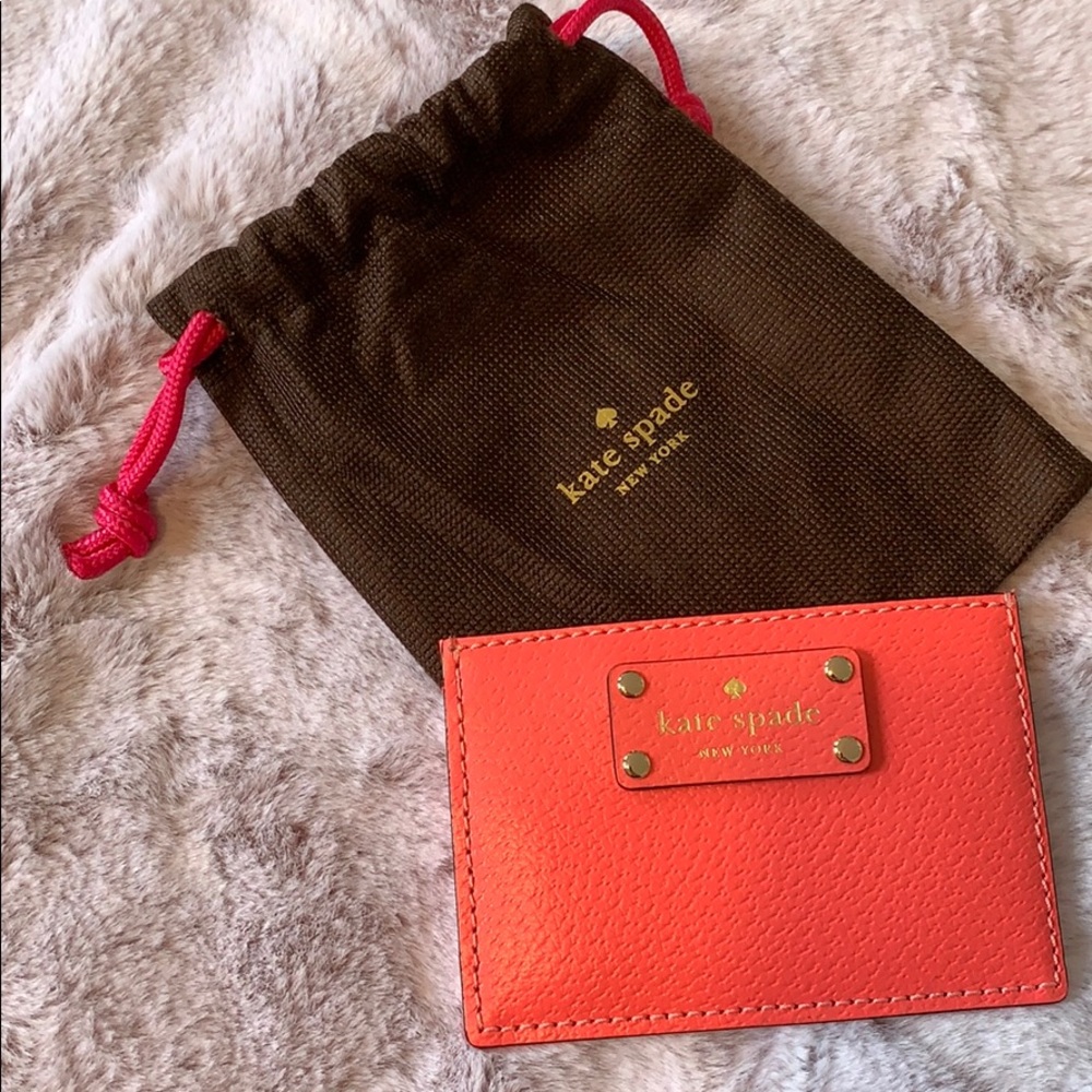 Kate Spade Coral Card Holder Brand New